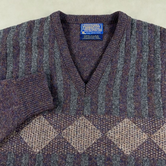 Pendleton Other - Vintage 80s Men's Pendleton V-neck Sweater Imported Lambswool Yarn USA Medium